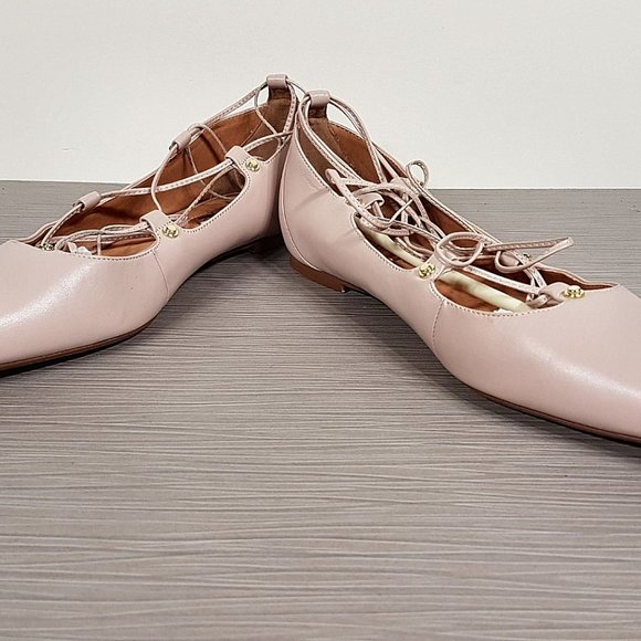 Halogen 'Owen' Pointy Toe Ghillie Flat Blush Leather Womens Size 9.5 M - Picture 4 of 10